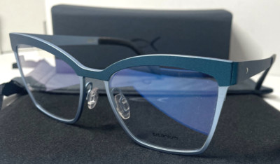 BLACKFIN ROSE HALL BF960 COL.1405 TITANIUM GREEN BLUE AUTHENTIC EYEGLASSES 53-17