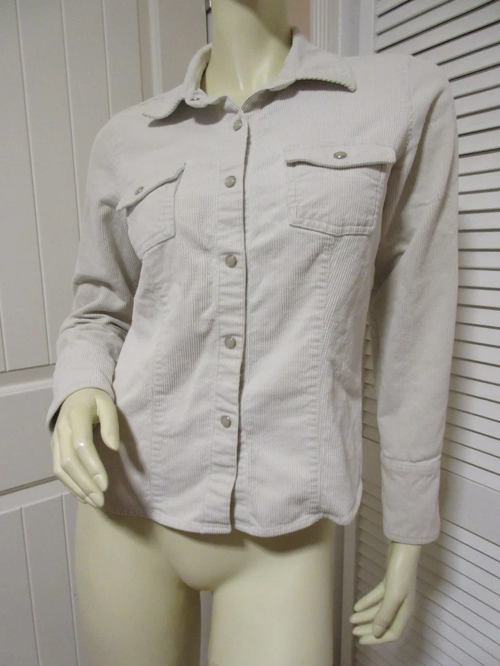 Vintage Y2K Arizona Womens Corduroy Trucker/Jean Jacket Button Up Pockets Ivory - Image 4 of 4