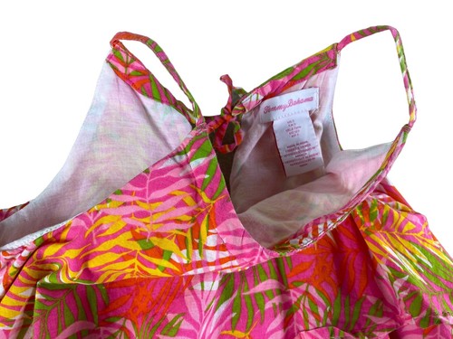 Vestido tropical Tommy Bahama talla 7 palmas forrado algodón sin mangas vestido de sol - Imagen 2 de 6