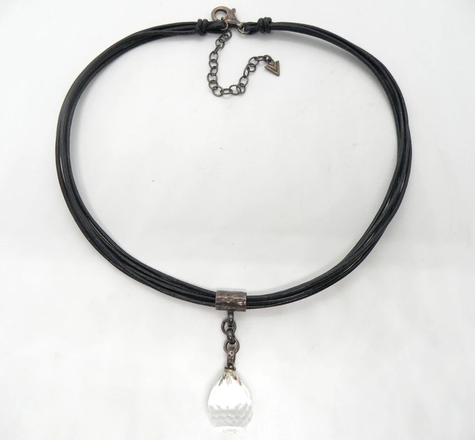 Collar colgante de plata de ley con cordón de bola de cristal de cuarzo transparente Silpada 925 de colección