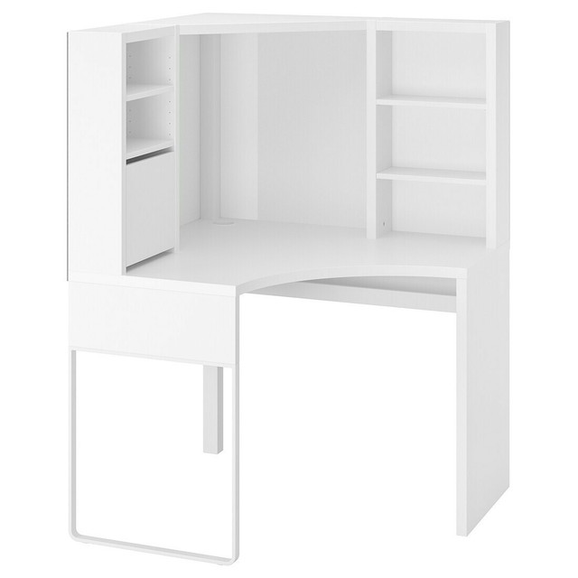 Ikea Micke Corner Desk Table Computer Work Station Shelves Storage