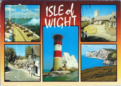 AK ISLE of WIGHT Leuchtturm Fototurm Natur Welt Kunst Schrift AA05869