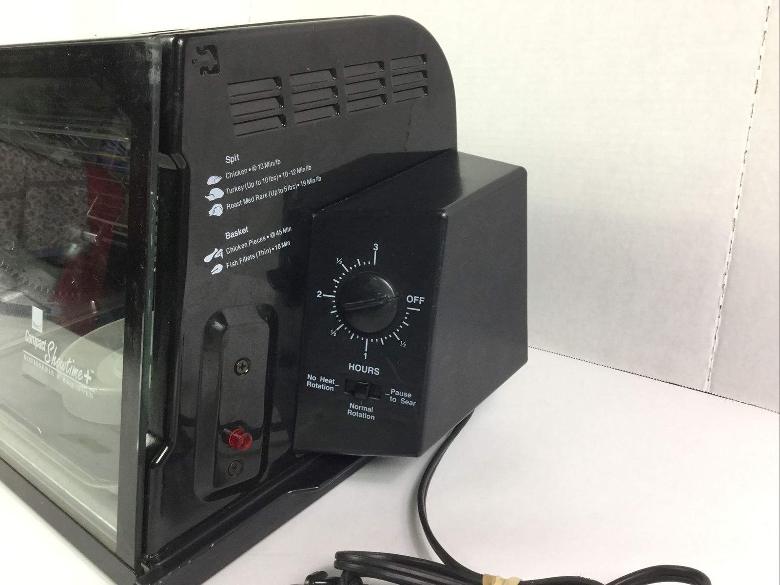 Ronco Compact Showtime Rotisserie Oven Black 3000TB Tested W/ Accessories