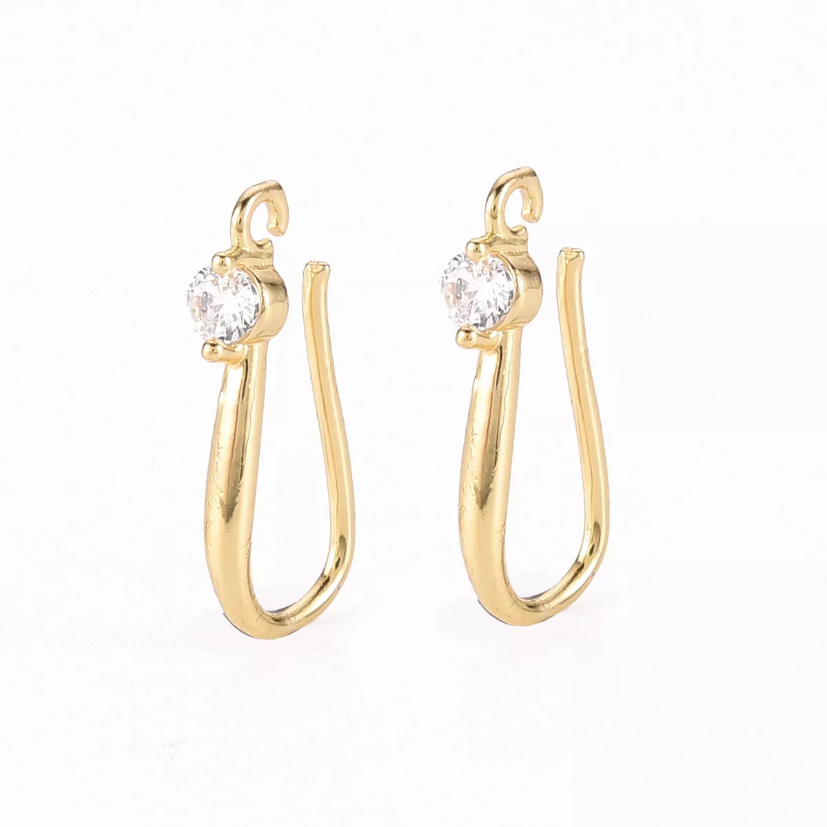 50Pcs Nickel Free Brass Micro Pave Cubic Zirconia Earring Hooks with Loop 17mm
