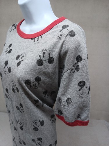 MAGLIETTA DISNEY DONNA EXTRA LARGE GRIGIO ROSSO RIFINITURA TESTA DI TOPOLINO MANICA CORTA - Foto 3 di 10