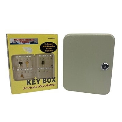 #ad NIB Harbor Freight Tools Key Box 20 Hook Key Holder Wall Mount Lockable w Keys $21.99