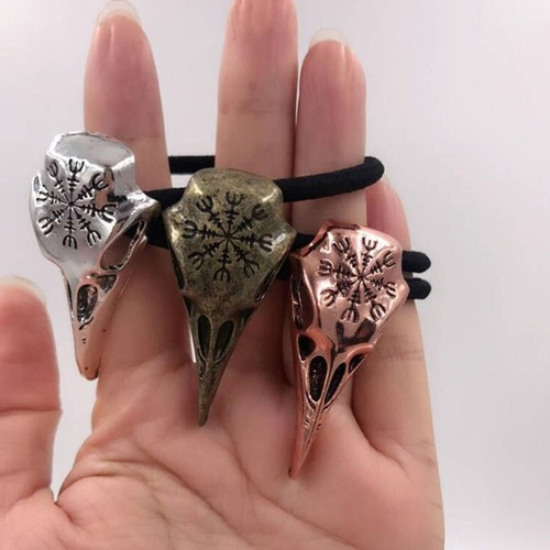 3Pcs Viking Raven Skull Hair Ties Gothic Ponytail Holders(322)