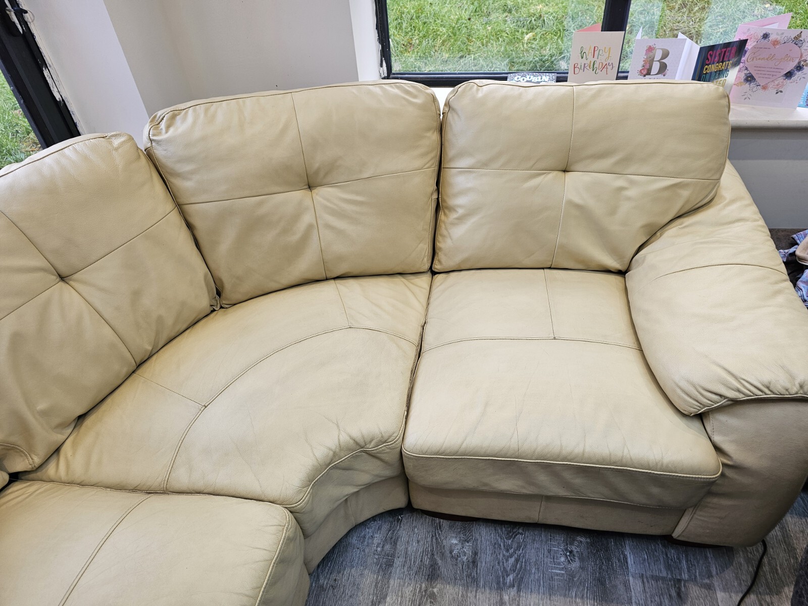 Cream Leather Corner Sofa eBay