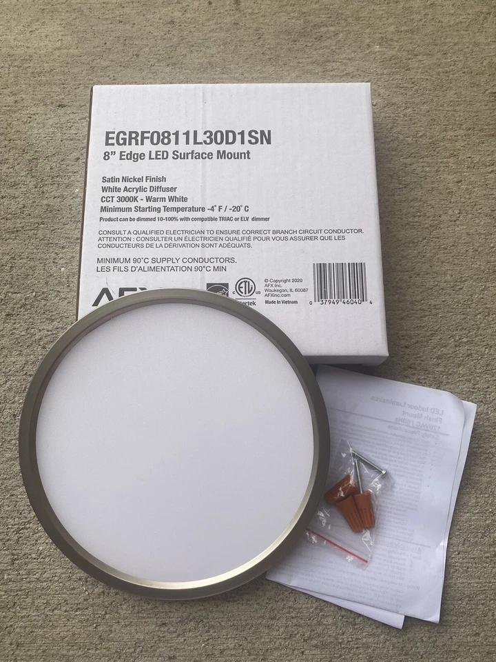 AFX EGRF0811L30D1 Edge 8"W Integrated LED Flush Mount Nickel - Image 3 of 4