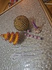 Push Pin Sequins And Beaded Christmas Ornaments Vintage Handmade Mixed Lot 7 Pcs — photo 1