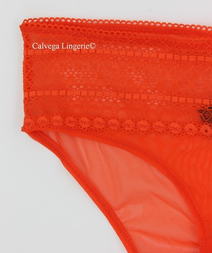 NWT DKNY DK5085 "Lace and Mesh" Lightweight Bikini Hipster Panty, Orange, S - Picture 2 of 5