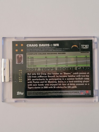 2007 Topps Chrome Craig Davis RC Uncirculated Red Refractor #TC207 071/139 - Picture 2 of 7