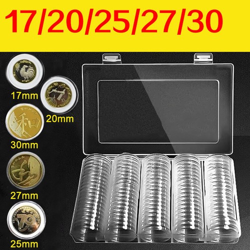 Caja de almacenamiento contenedor cápsulas dinero dinero monedas 100 un. transparentes redondas estuche plástico - Imagen 2 de 8