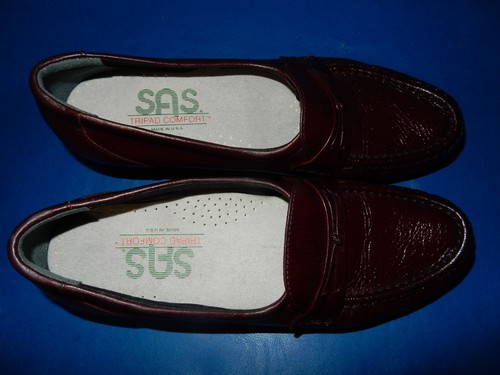 NWOB SAS 'Easier' Burgundy/Wine Leather Wedge Loafers - 8.5M - Picture 4 of 5