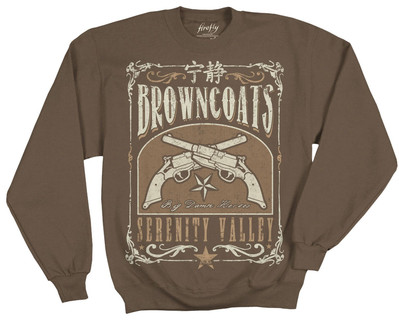 Firefly Browncoats Serenity Valley Brown Crew Sweatshirt, Small