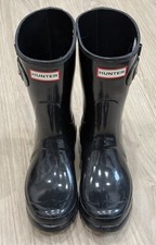 Hunter Women's Original Short Gloss Boots - Black Size 7 WFS1000RGL-99DT