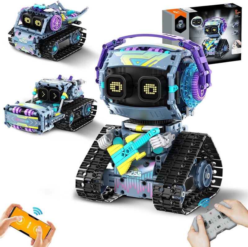 3 in 1 Robot Building Kit - App & Remote Controlled Robot with LED Eyes & Sound