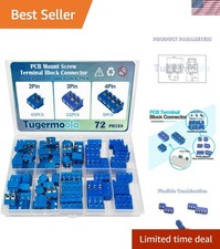 72PCS 5mm/0.2inch Pitch PCB Mount Screw Terminal Block Connector 2Pin 3Pin 4P...