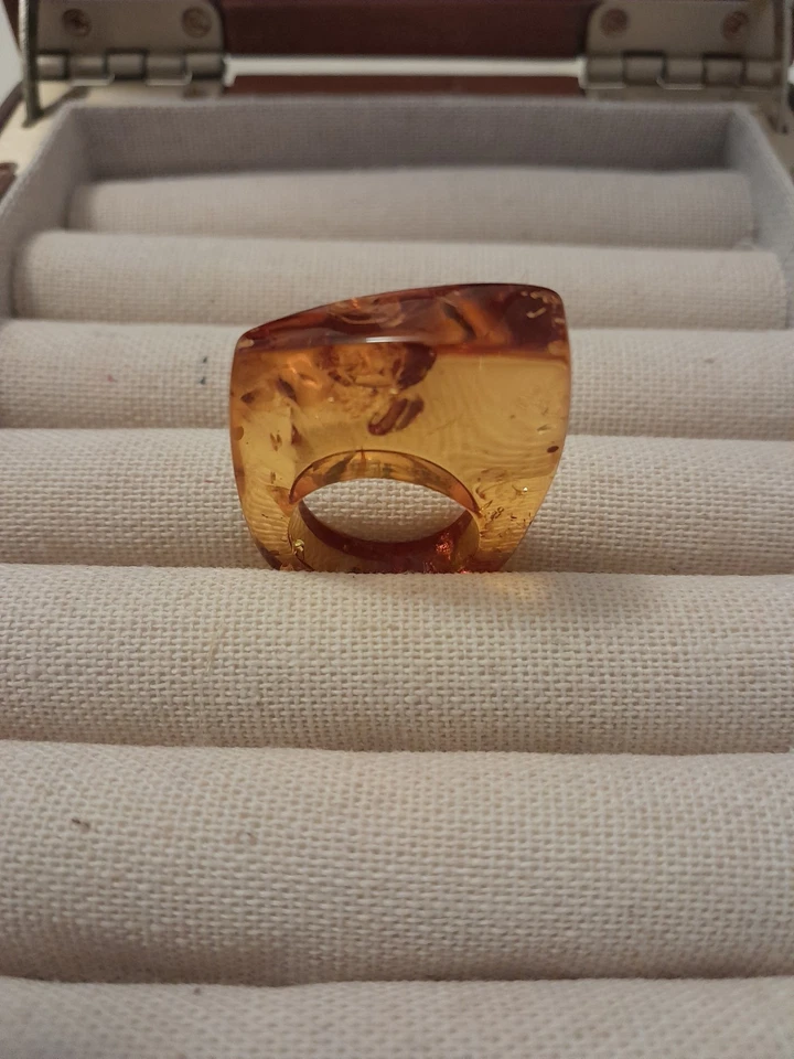 moderner Ring Bernstein Gr. 56 Natur Unikat