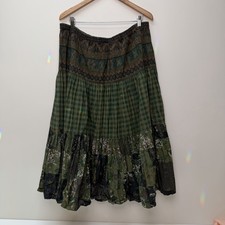 Vintage Studio Patchwork Boho Prairie Maxi Skirt One Size Plus Floral Cottage
