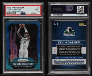2015-16 Panini Prizm Light Blue Prizm /199 Kevin Garnett #6 PSA 9 MINT HOF