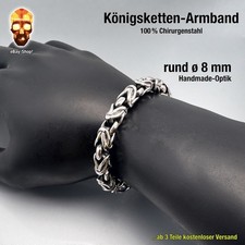 ø 8 mm - rund - Königsketten Armband - handmade Optik - Edelstahl Biker Herren