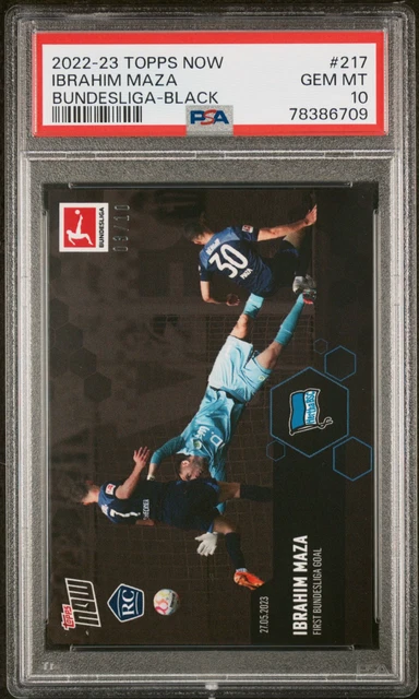 2022-23 Topps Now Bundesliga Hertha Berlin Ibrahim Maza Black #/10 ROOKIE PSA 10