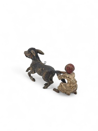 BRONZE POLYCHROME DE VIENNE Enfant Et Âne - Picture 3 of 6