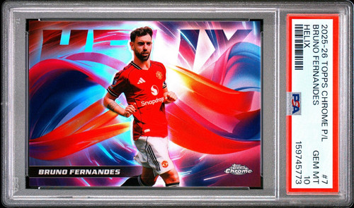 2025-26 Topps Chrome Premier League Bruno Fernandes HELIX Graded PSA 10 GEM MT