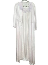 Vintage Collectibles JC Penney Purple Lace Trim 2 Pc Nightgown Robe Set Medium