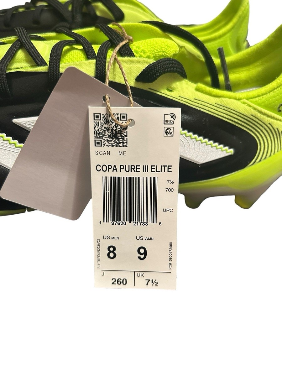 Adidas Copa Pure III 3 Elite FG Soccer JH6304 Cleats Black Green Bolt Men\'s 13 Adidas Copa Pure 3 Elite FG Black Green Soccer Cleats JH6304  main image 4
