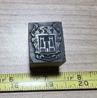 Vintage Letterpress Printing Block Castle Knight Crest Shield