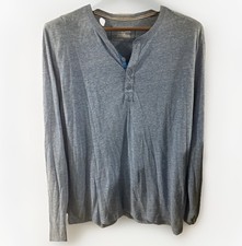 Express Men  s Long Sleeve Slub Light Blue Henley Size Large