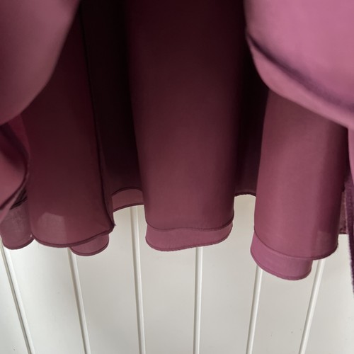 Vintage Laura Ashley Kleid Damen UK 14 Lila Burgund Seide Fit & Flare Maxi - Bild 8 von 16