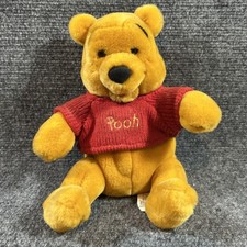 Vintage Disney World Winnie the Pooh Bear Bean Bag Toy Red Shirt RARE W/Tag 8"