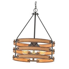 18" Rustic and Industrial Design Farmhouse 3-Light Pendant for Round 3-light