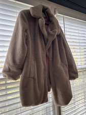 Rachel Roy Beige Faux Fur Mid-Length Coat, Bu...