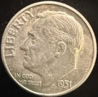 1951 Roosevelt Dime 90% Silver-fractional silver to add to your stack!!