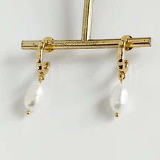 New Mignonne Gavigan Pearl Drop Hoop Earrings Chic Women Party Vacation Jewelry