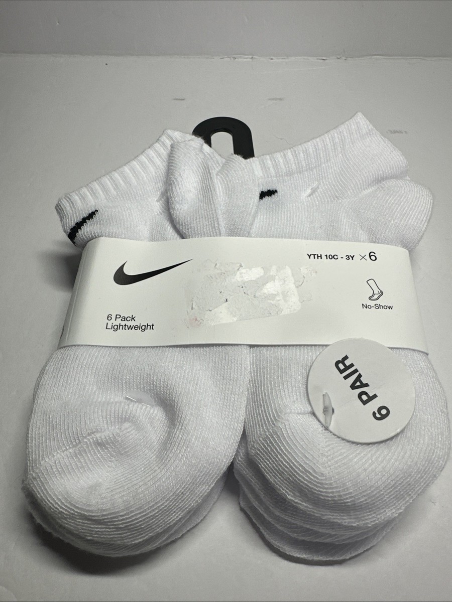 Nike Boys Pack Cushioned No Show Socks White Size 10C-3Y NWT
