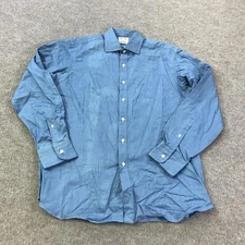 Todd Snyder Hamilton Shirt Co Shirt Mens 16 Blue Chambray Button Front Made USA
