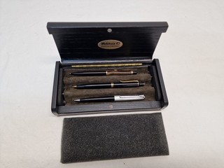 Pelikan 3 tlg. Set: Pelikan Druckbleistift Kugelschreiber 455 / Silvexa Etui