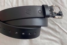 Ariat Cowboy Plain Black Leather Western Belt Mens Size 46 Buckle Silver Buckle
