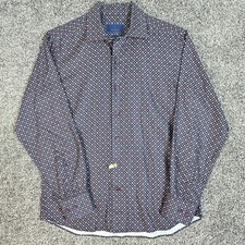 David Donahue Shirt Mens 16 (M/L) Black Geometric Shapes Fusion Multicolor