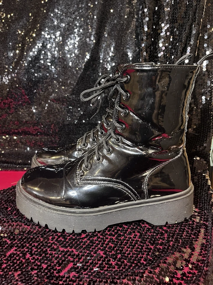 Botas de combate negras con cordones para mujer Charles Albert talla 8 Foto 3 de 4