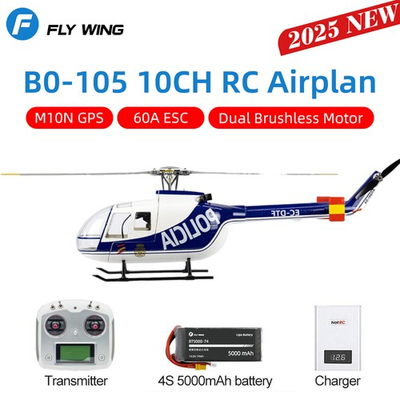 #ad #ad Fly Wing BO 105 Police Simulation 10CH GPS H1 Hovering 2 Battery RC Helicopter $758.79