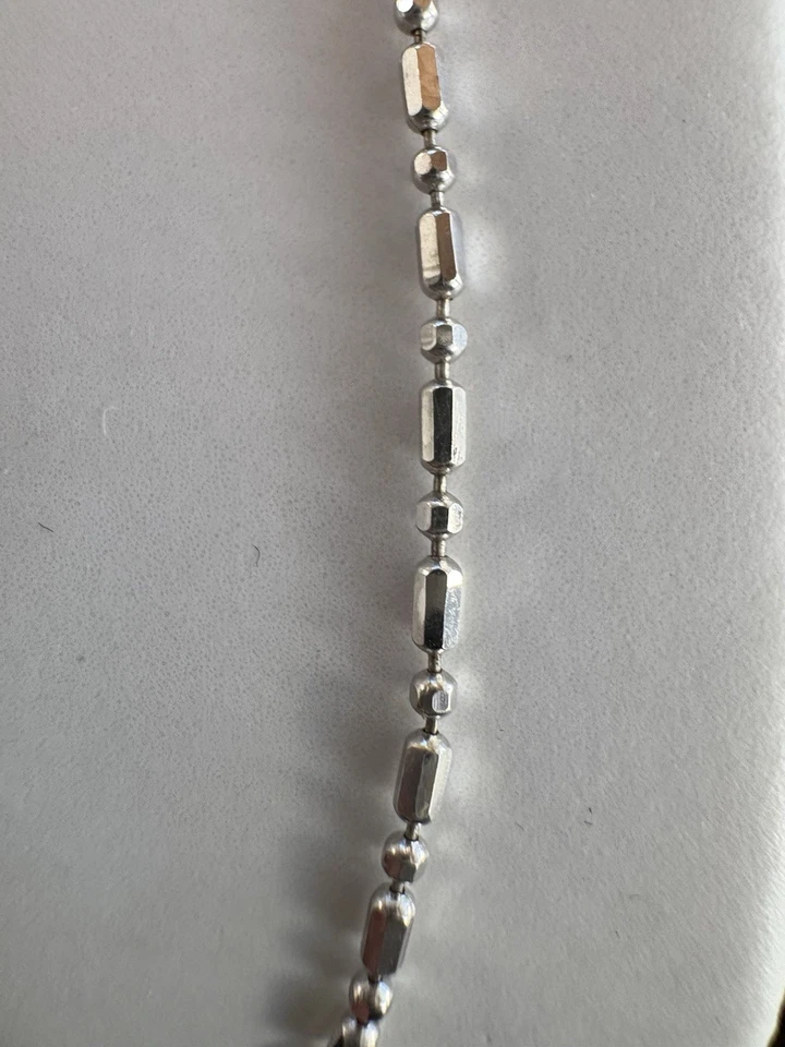 "Pulsera tobillera/tobillo Italia 1,37 gm pulida con cuentas y tablero de oro blanco sólido de 14k" Foto 2 de 4