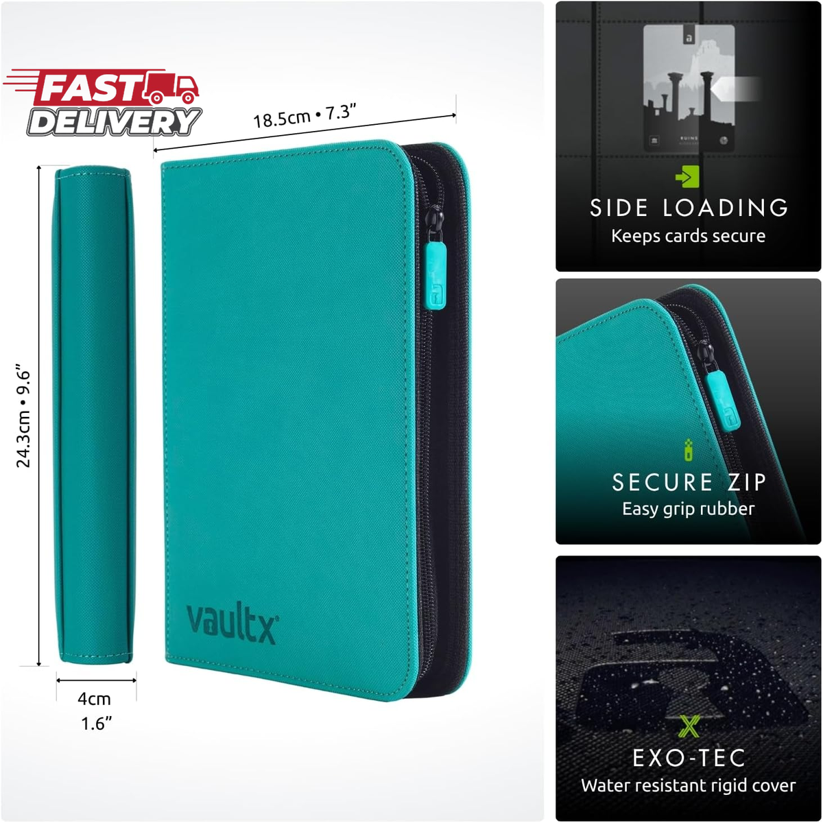 Vault X 4 Pocket Trading Card Zip Binder, 160 Cards, Premium Exo