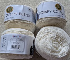 Lion Brand Comfy Cotton Blend Yarn Cake 200g X 4 Whipped Cream 098 Lot 61101