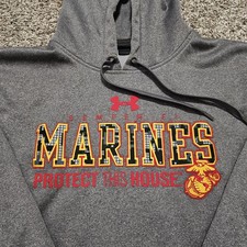USMC Marines Semper FIdelis Under Armour Hoodie Sweatshirt Men  s Medium Loose